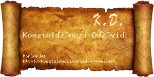 Kosztolánczi Dávid névjegykártya