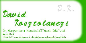 david kosztolanczi business card